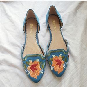 Restricted gypsy blue floral embroidered shoe 8